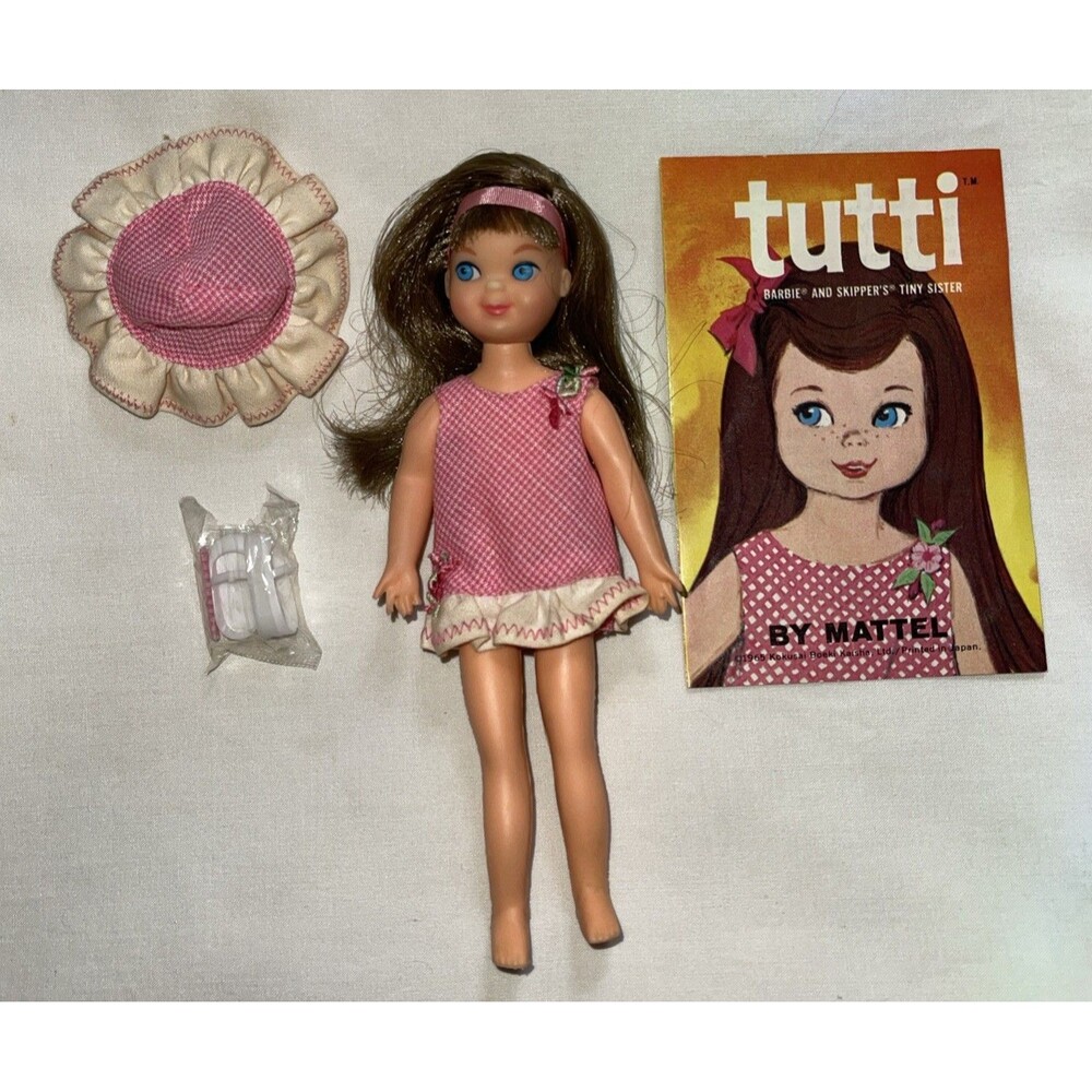 VTG 1965 Tutti Doll Barbie's Sister With Headband 3550 Brownette Near Mint